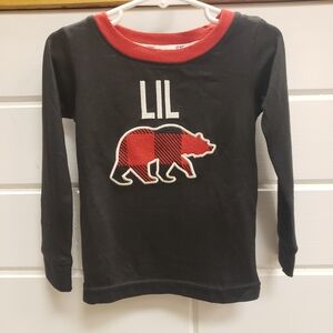 Dearfoams Black and Red Lil Bear Kids Long Sleeve Tee